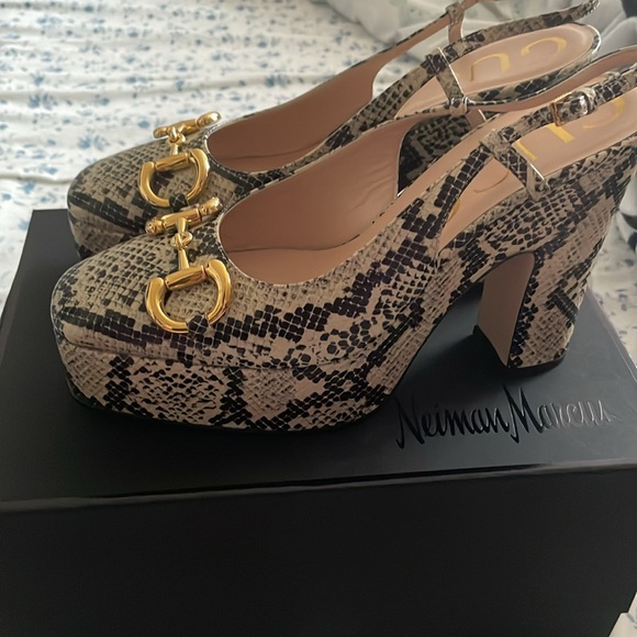 Gucci Calfskin Snake Print Horsebit Platform - Picture 5 of 6